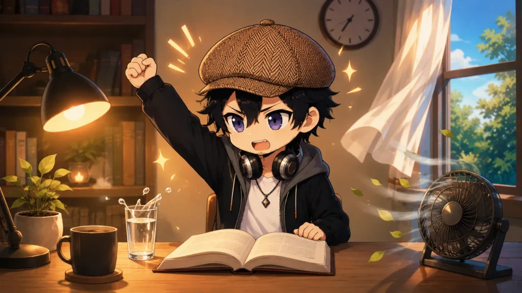 明るい場所で姿勢を整えて読書する人