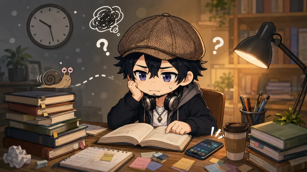 本を読むのが遅い原因を考えながら読書している人