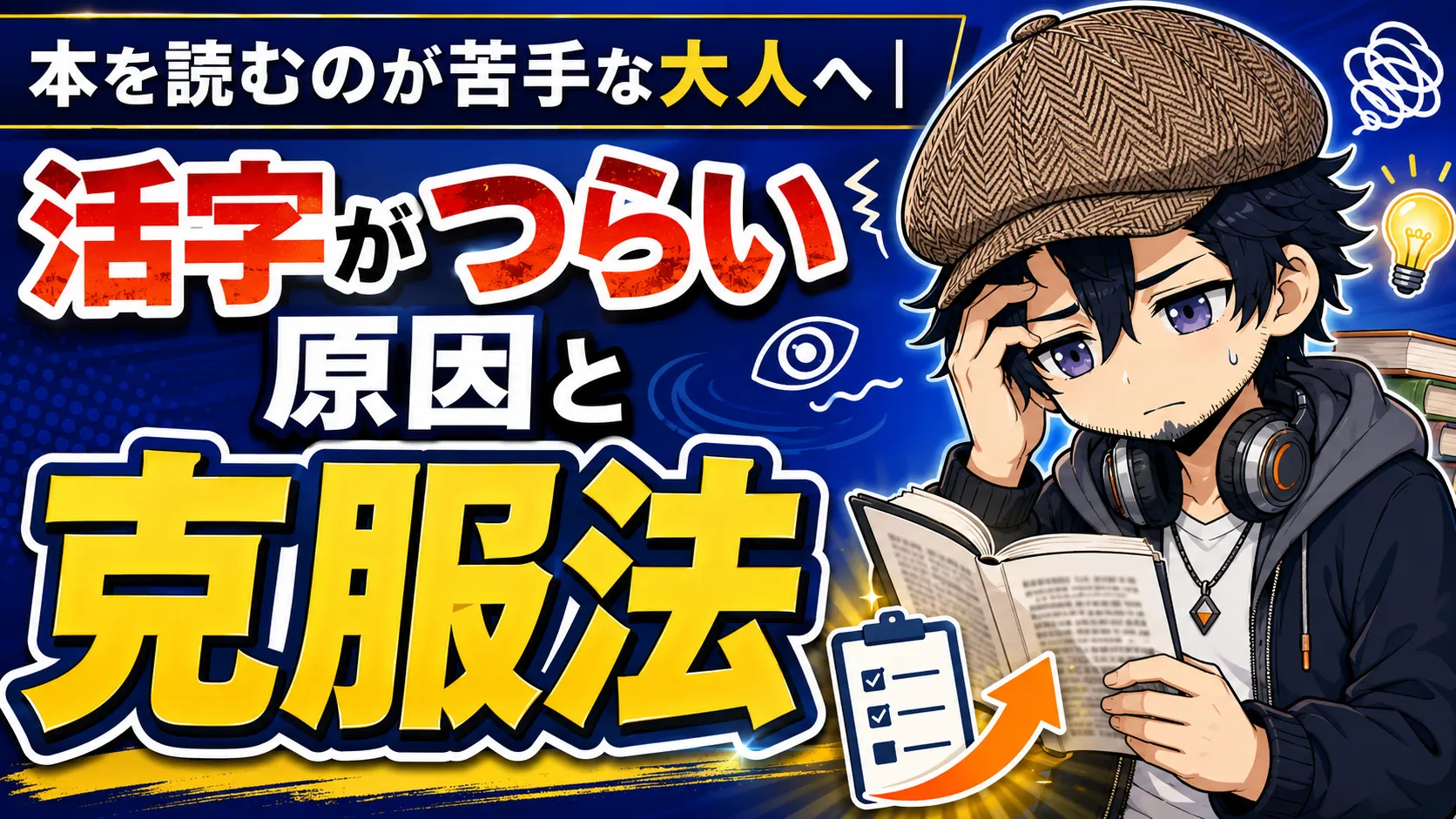 本を前にして活字を読むのがつらいと感じている大人