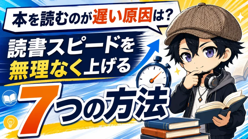 本と時計を前に読書スピードの改善を考える人