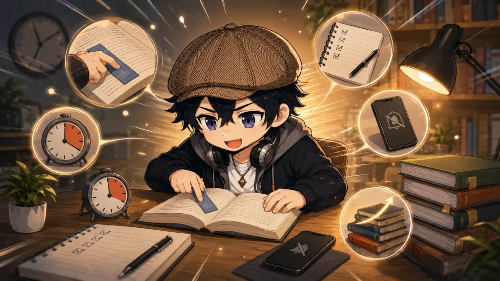 読書スピードを上げる方法を試しながら本を読む人