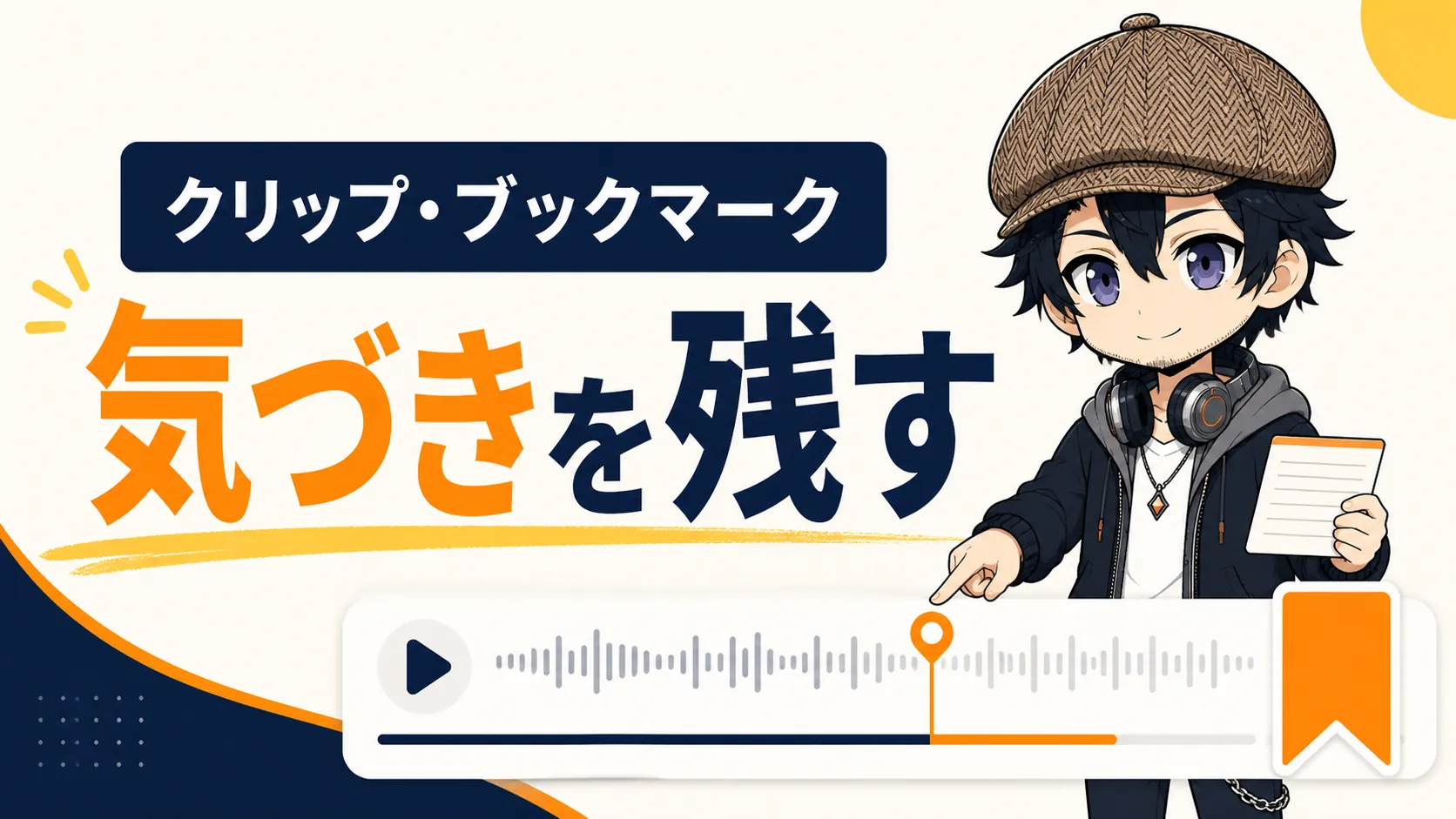 Audibleのクリップで気づきを残す方法を案内するドク