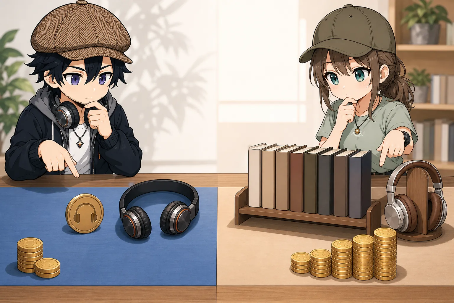 2つのAudibleプランの料金と内容を比較する様子