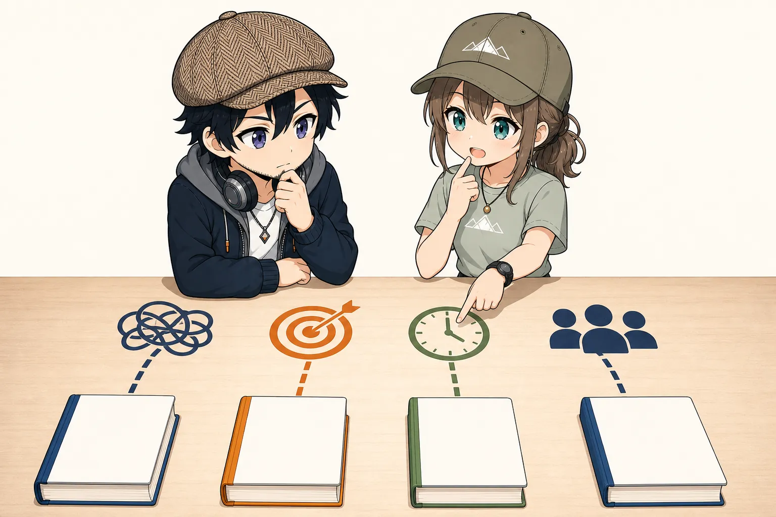 仕事の悩みに合う本を選ぶドクとミコト