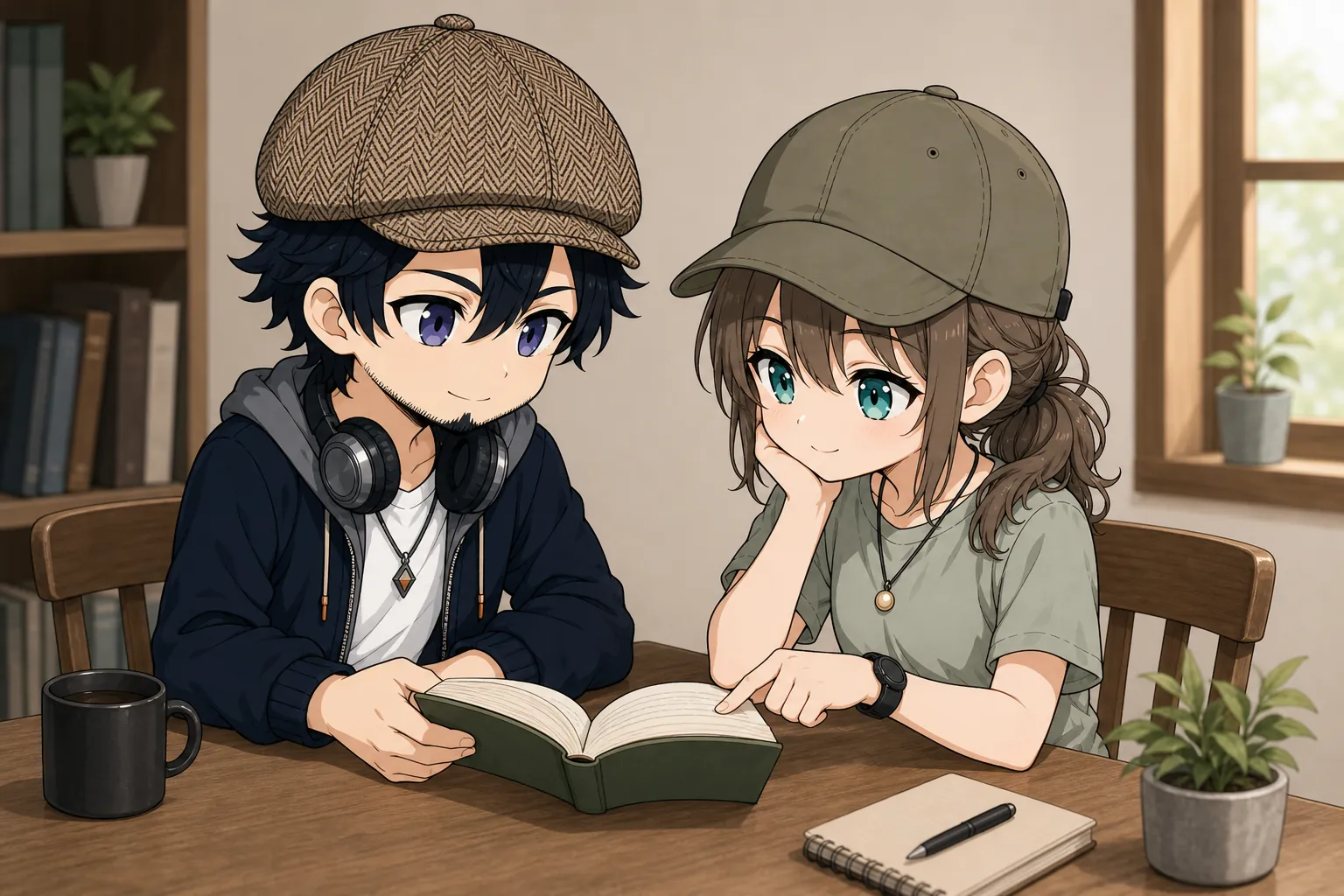 朝に読みやすい本を選ぶドクとミコト