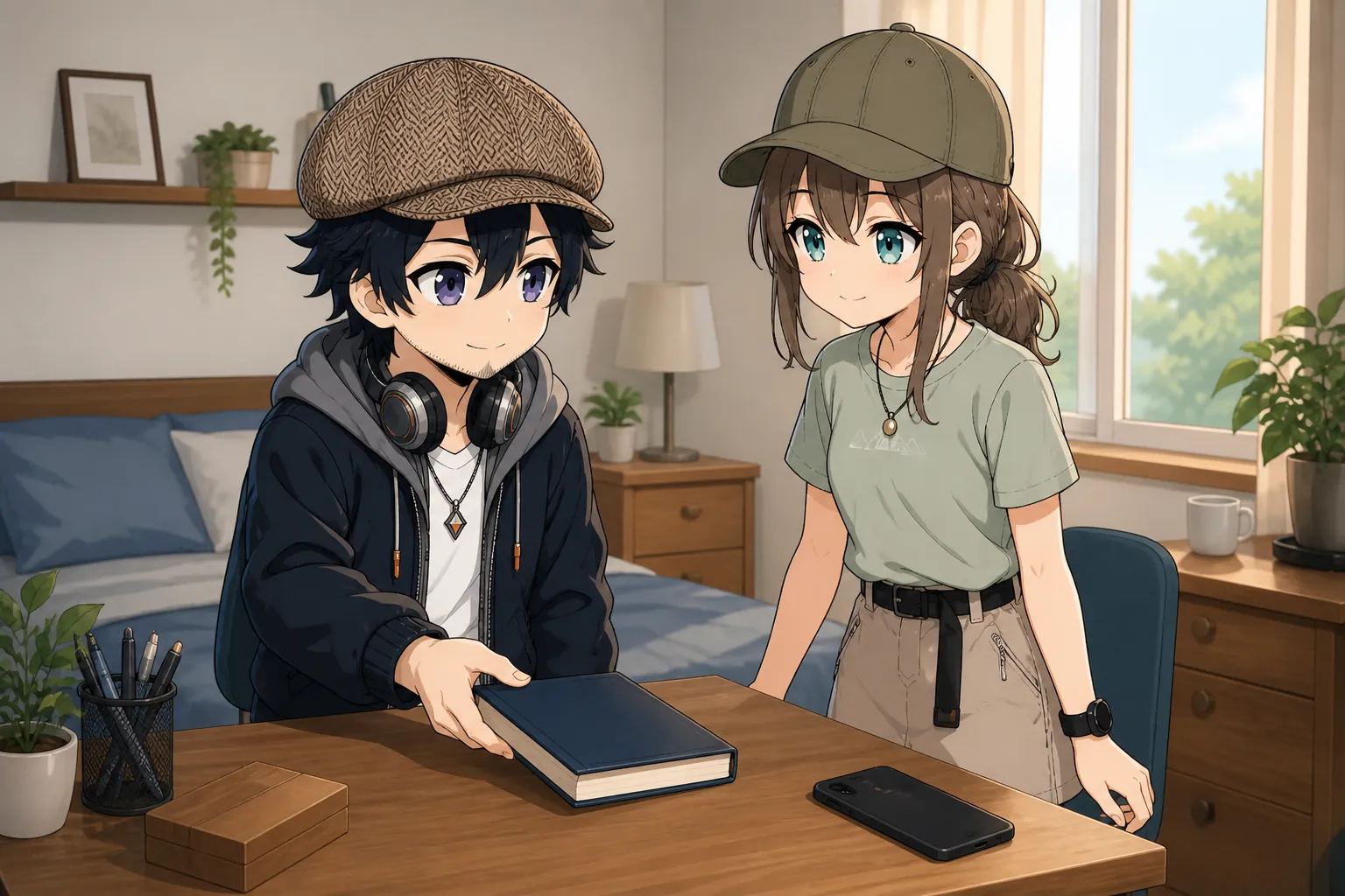 朝読書を妨げるスマホ対策をするドクとミコト