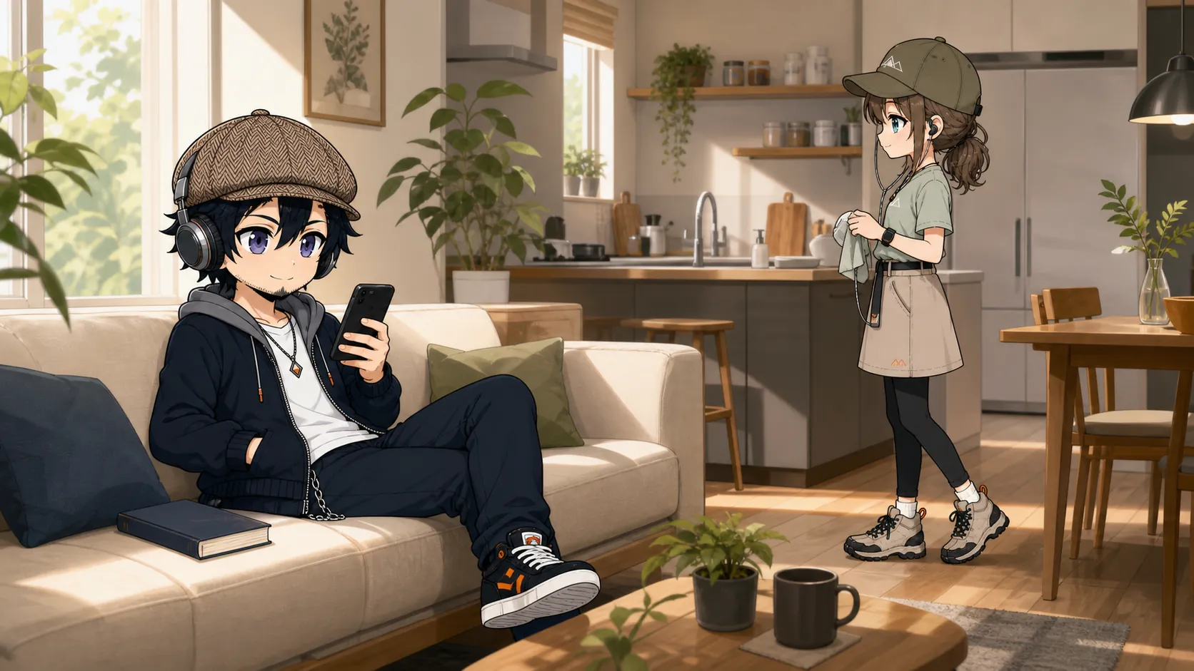 家事や休憩中にオーディオブックを楽しむドクとミコト