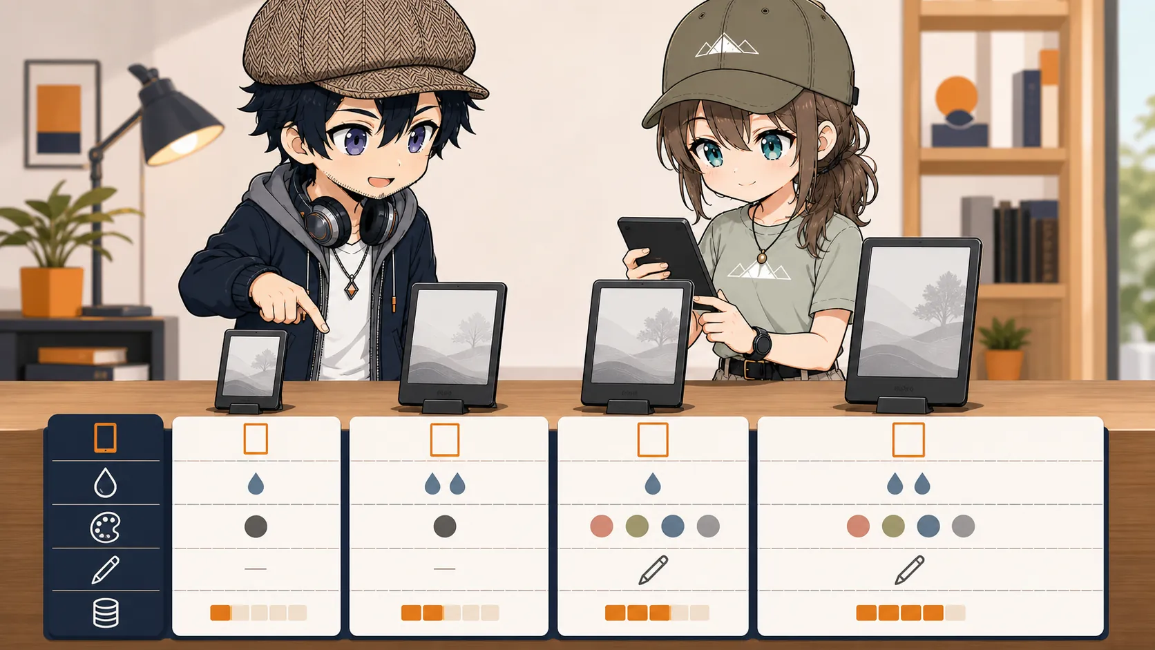 Kindle端末4モデルの基本スペックと機能を比較するドクとミコト