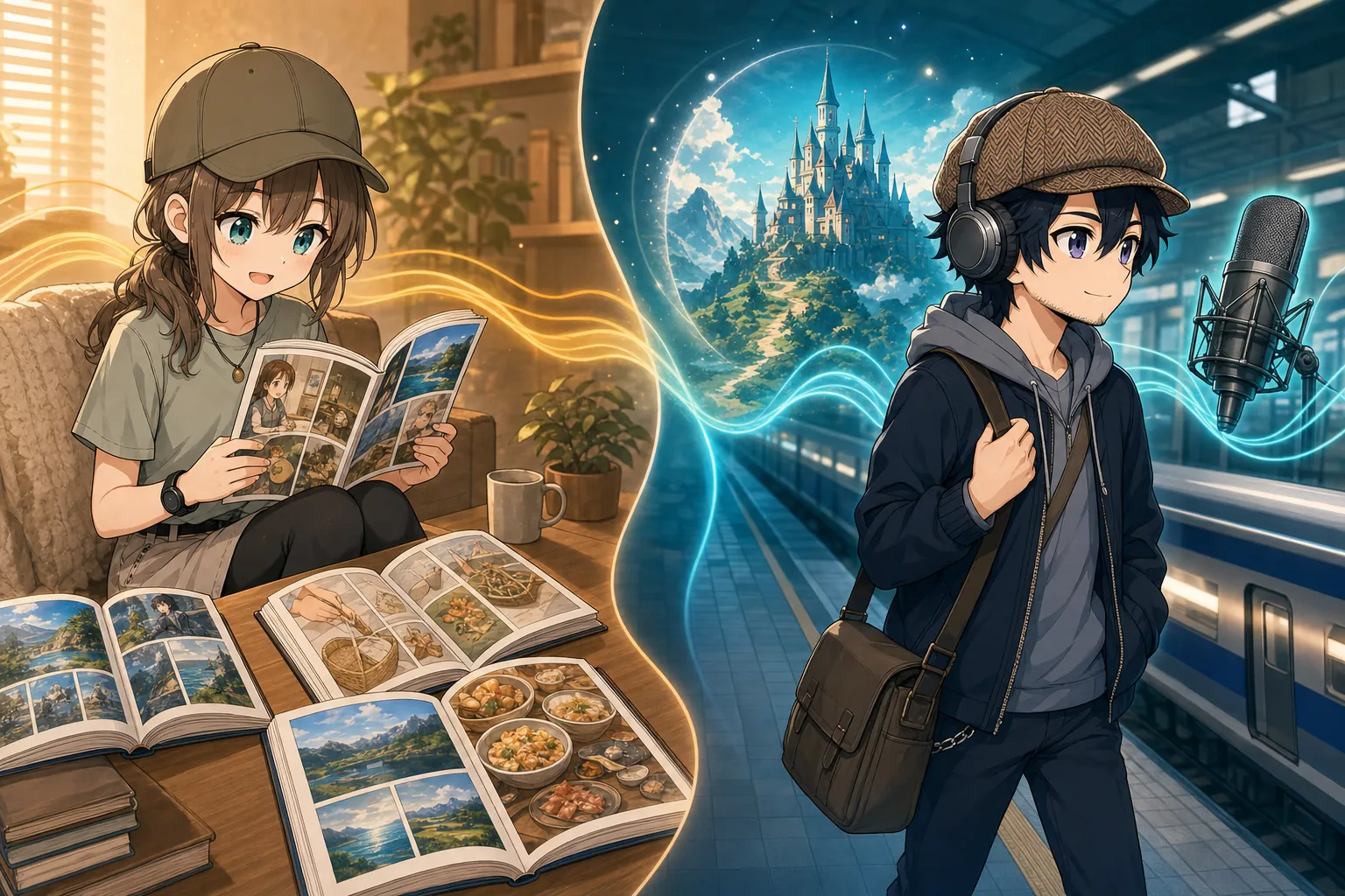 読む読書と聴く読書に適した本のジャンルを選ぶ様子
