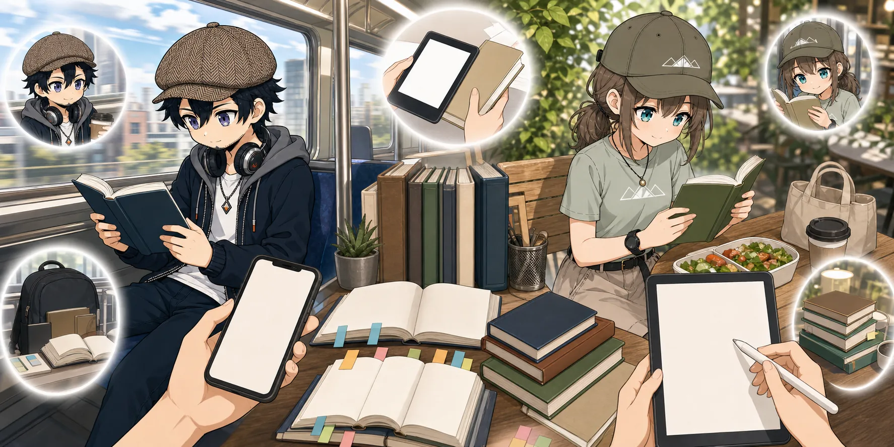 隙間時間に電子書籍を読むドクとみこと