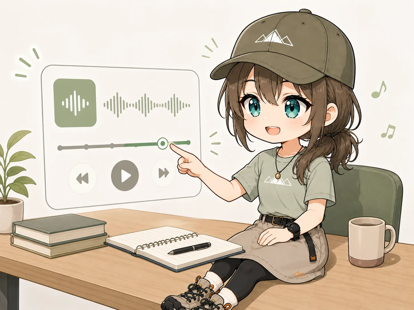 オーディオブックの再生速度を調整するミコト