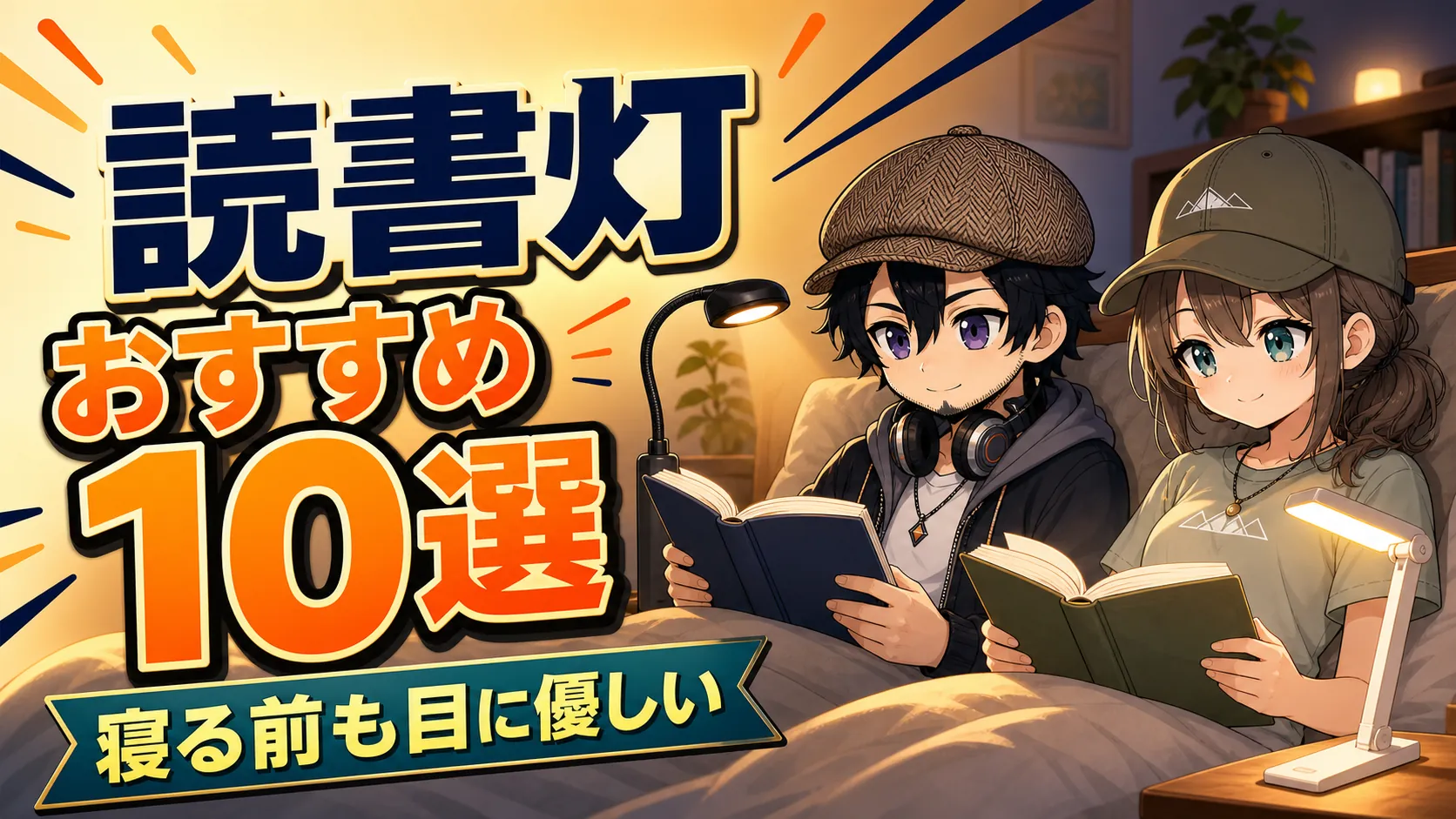 寝る前も目に優しい読書灯で本を読むドクとミコト