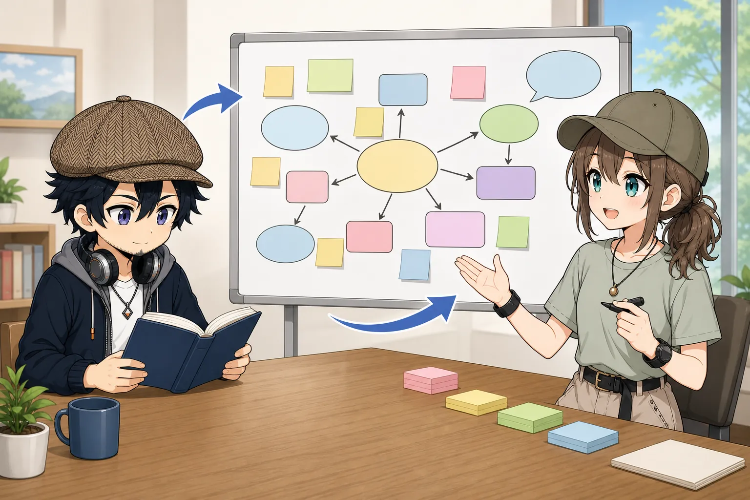 読んだ内容を図にして説明するドクとミコト