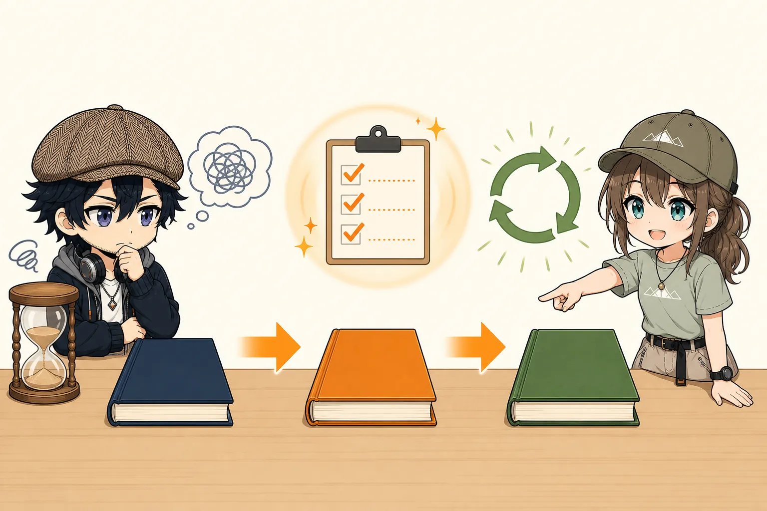 時間術の本を順番に読むドクとミコト