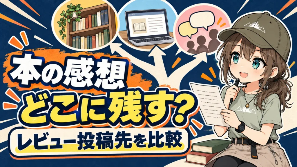 本の感想を残すレビュー投稿先を比較するミコト