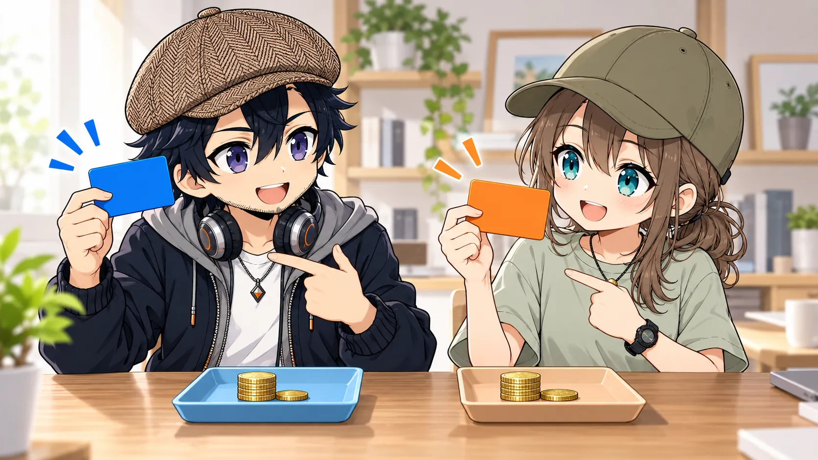 別々の会員カードと料金を比べるドクとミコト