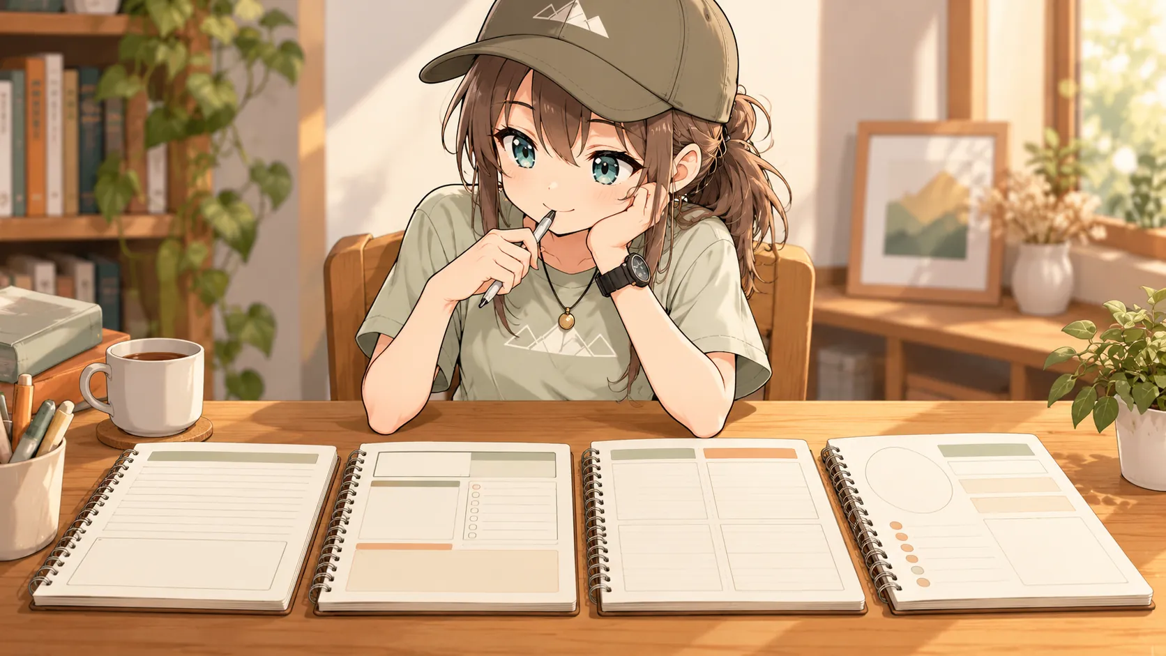 記入欄がある読書専用ノートを比べるミコト