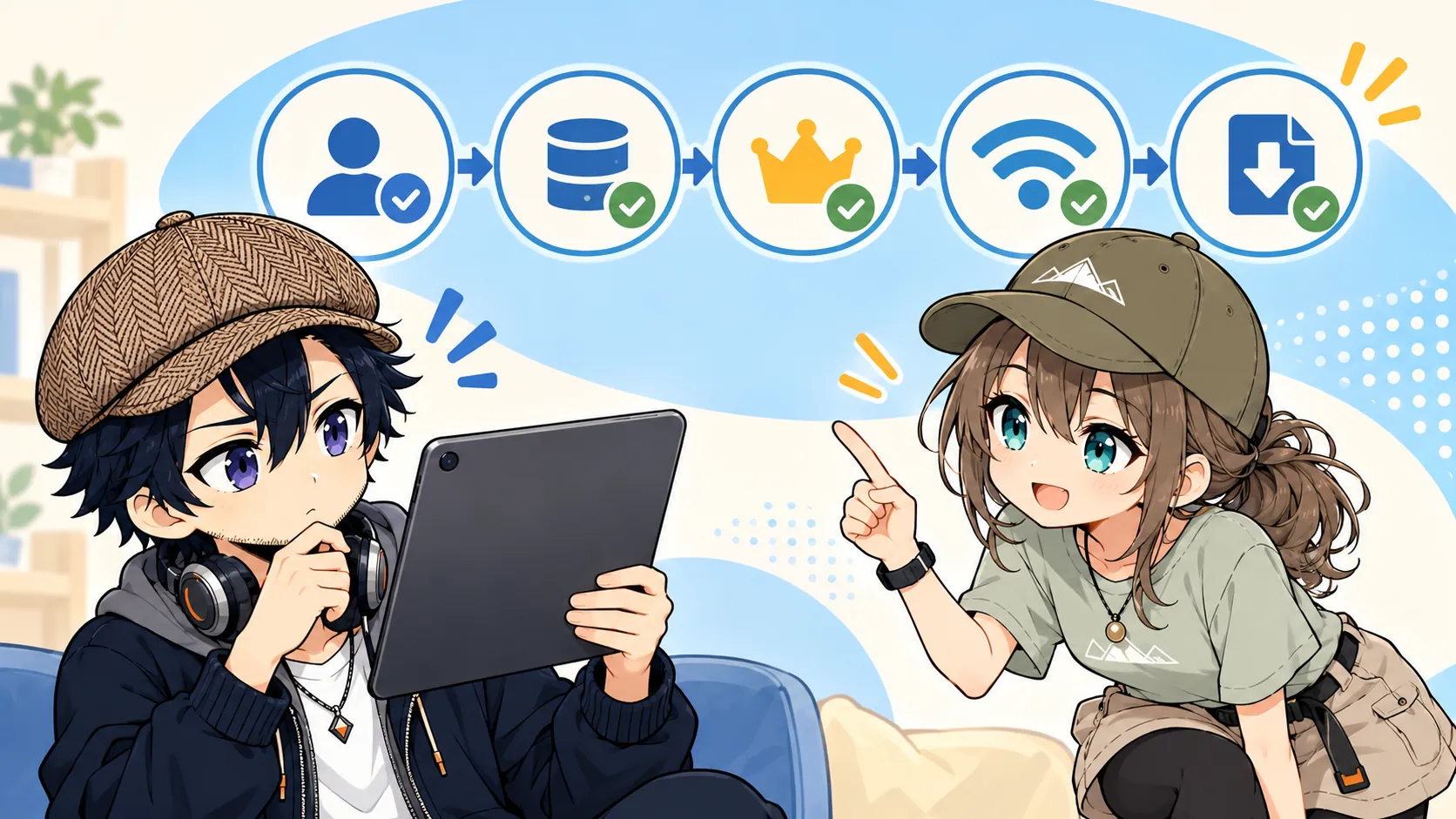 対象本を開けない原因を順番に確認するドクとミコト